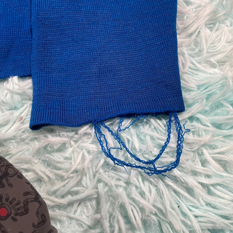 Vintage 70s Blue & Red German Sweatshirt - Large