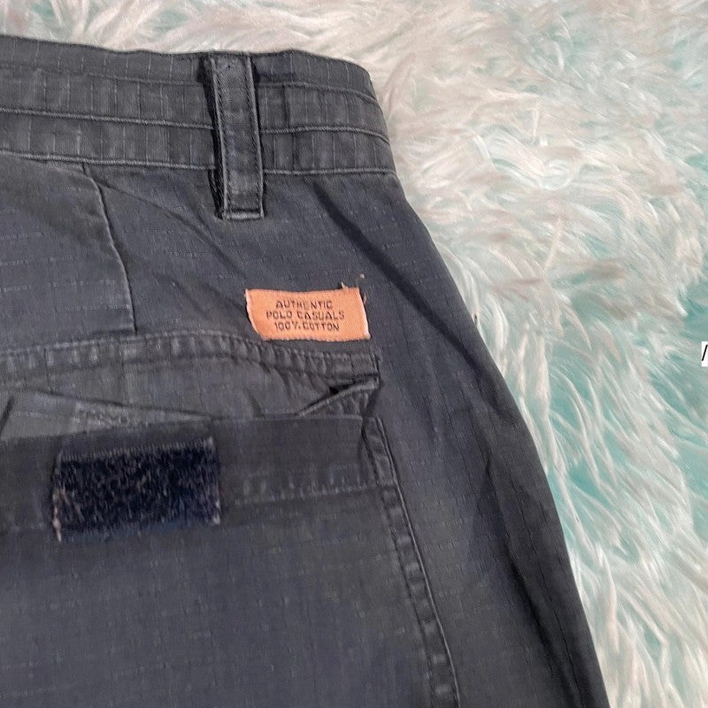 Vintage Black Ripstop Polo Club Cargo Trousers - 34W