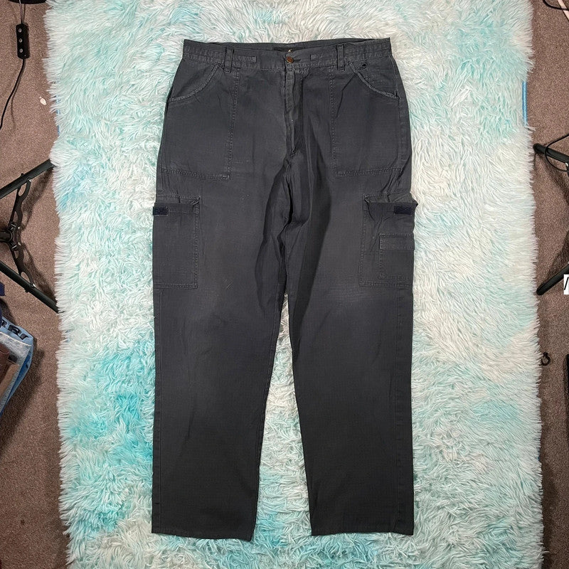 Vintage Black Ripstop Polo Club Cargo Trousers - 34W