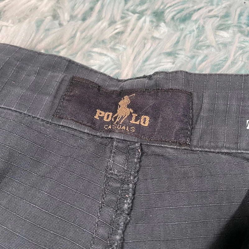 Vintage Black Ripstop Polo Club Cargo Trousers - 34W