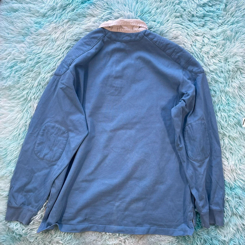 Vintage 90s Blue Polo Ralph Lauren Rugby Shirt - Large