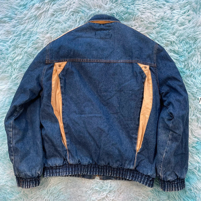 Vintage 90s Denim Bomber Jacket - Medium