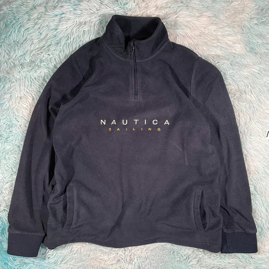 Navy Nautica Sailing 1/4 Zip Fleece Jumper - Large