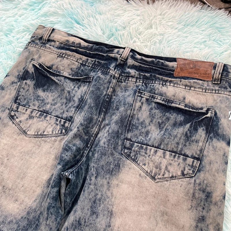 Vintage Bleach Dyed Jean Shorts Jorts - 46W