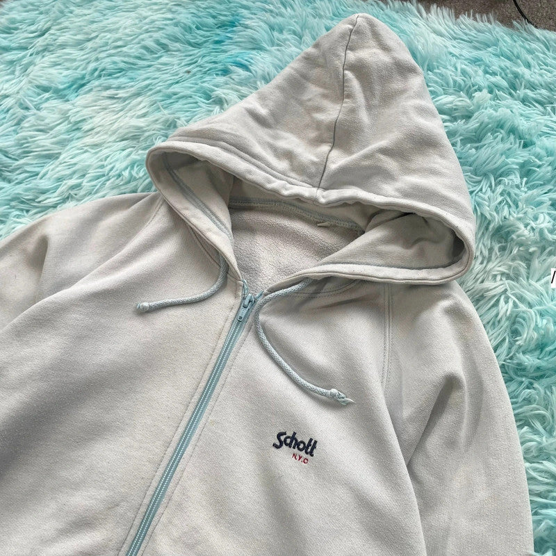 Baby Blue Schott Hoodie Full Zip - Medium