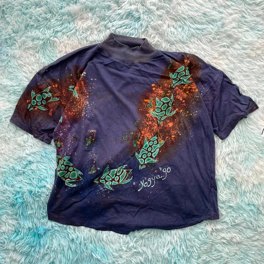 Vintage 80s Funky Turtle Graphic T Shirt - Small