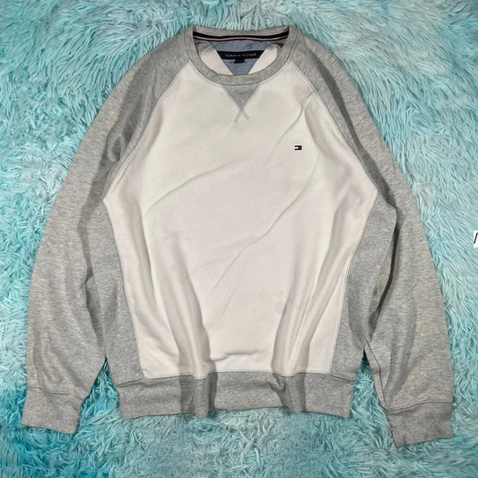 White & Grey Tommy Hilfiger Sweatshirt- Large