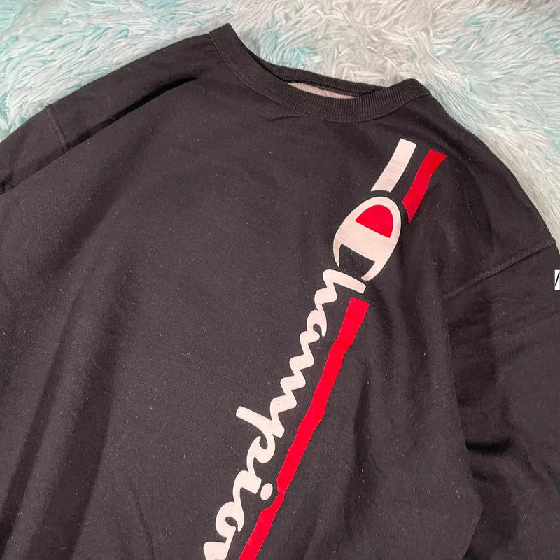 Black Champion Sweatshirt Spellout - XL