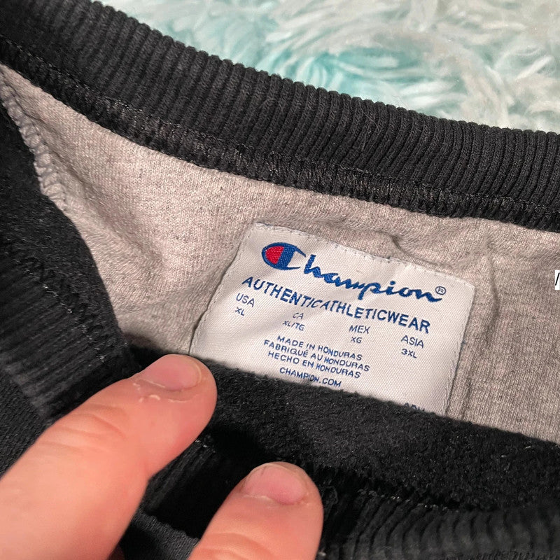 Black Champion Sweatshirt Spellout - XL