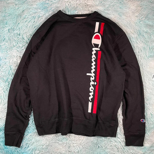 Black Champion Sweatshirt Spellout - XL