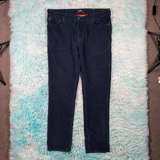 Navy Spoke Corduory Trousers - 37W 32L