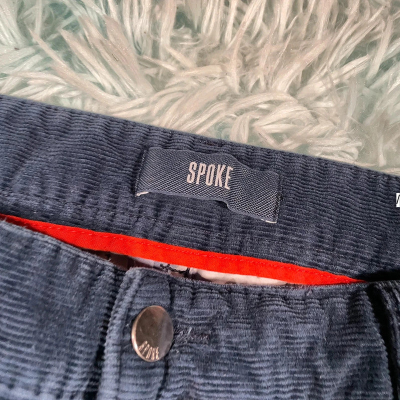 Navy Spoke Corduory Trousers - 37W 32L