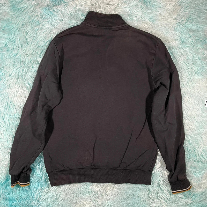 Black Fred Perry 1/4 Zip Sweatshirt - Large