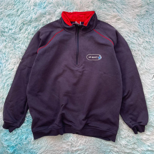 Vintage 90s Navy UK Sport 1/4 Zip Sweatshirt - Medium