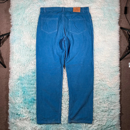 Vintage Blue Oliver Brown Corduroy Trousers - 34W 32L