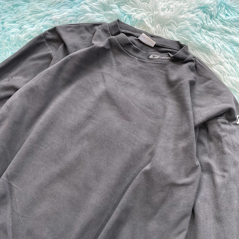 Vintage 00s Dark Grey Reebok Mock Neck Sweatshirt - XXL
