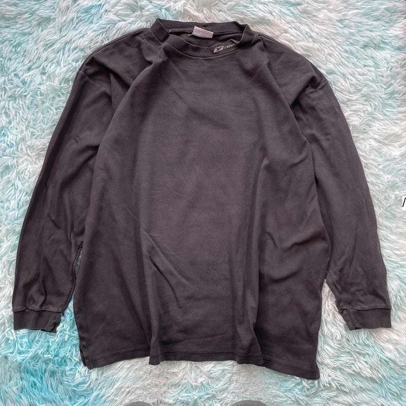 Vintage 00s Dark Grey Reebok Mock Neck Sweatshirt - XXL