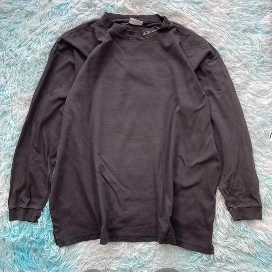 Vintage 00s Dark Grey Reebok Mock Neck Sweatshirt - XXL