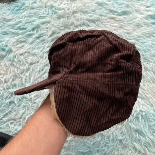 Vintage 90s Corduroy Fleeced Trapper Cap