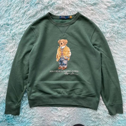 Green Polo Ralph Lauren Polo Bear Sweatshirt - Medium