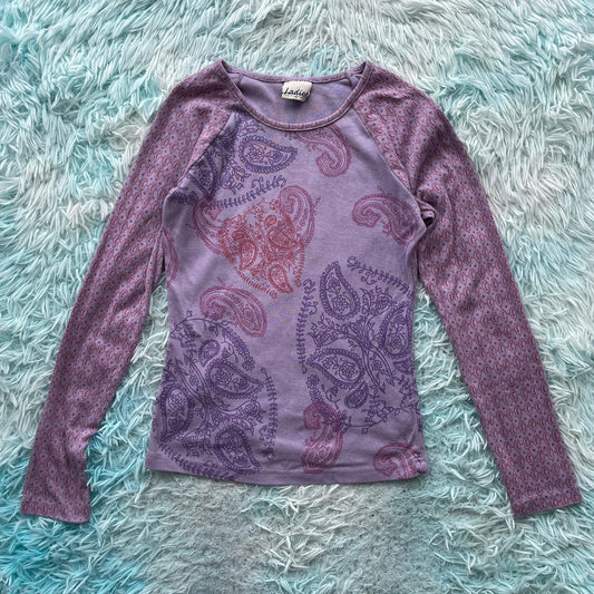Vintage Y2K Purple Print T Shirt - Size 10