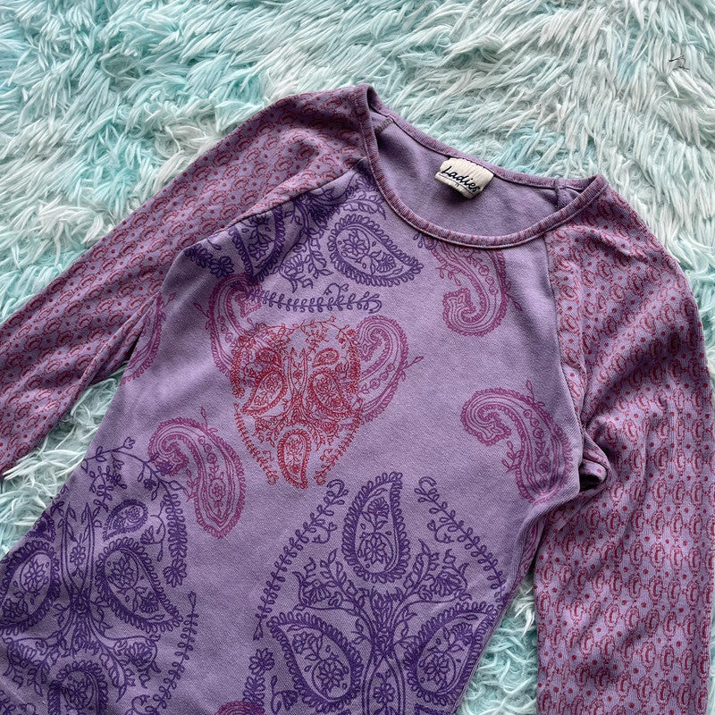 Vintage Y2K Purple Print T Shirt - Size 10