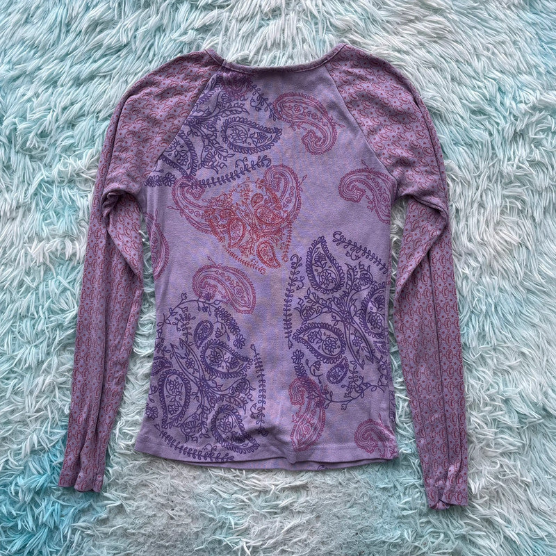 Vintage Y2K Purple Print T Shirt - Size 10