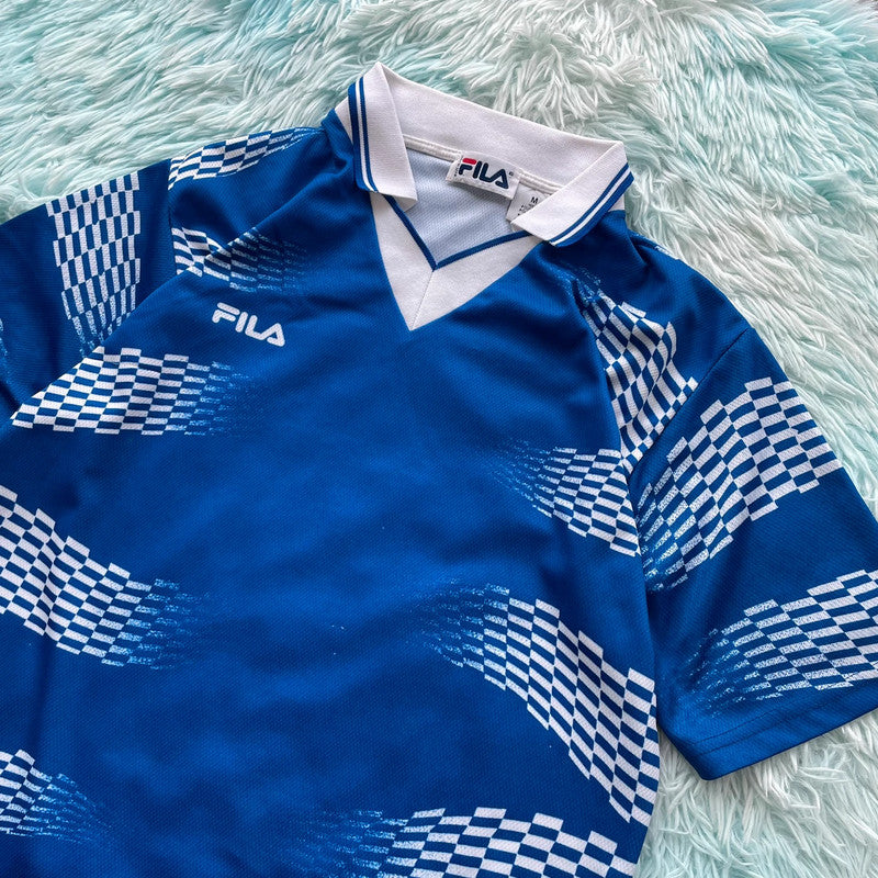 Vintage 90s Blue Fila Football Template Shirt - Medium