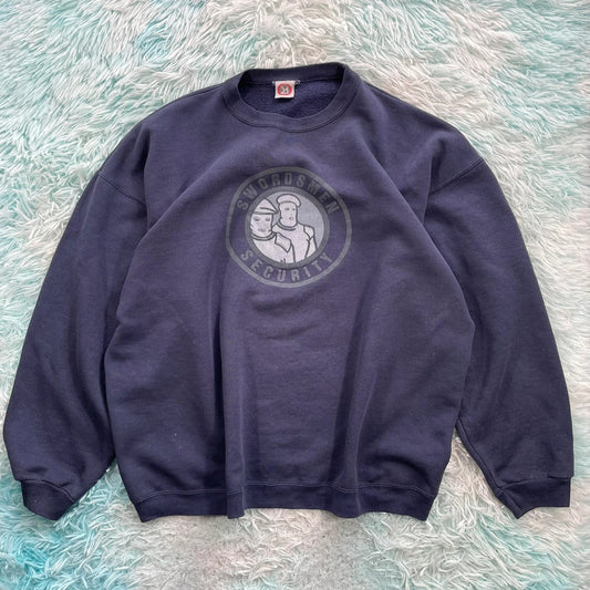 Vintage 90s Navy Swordsmen Security Sweatshirt -  XL