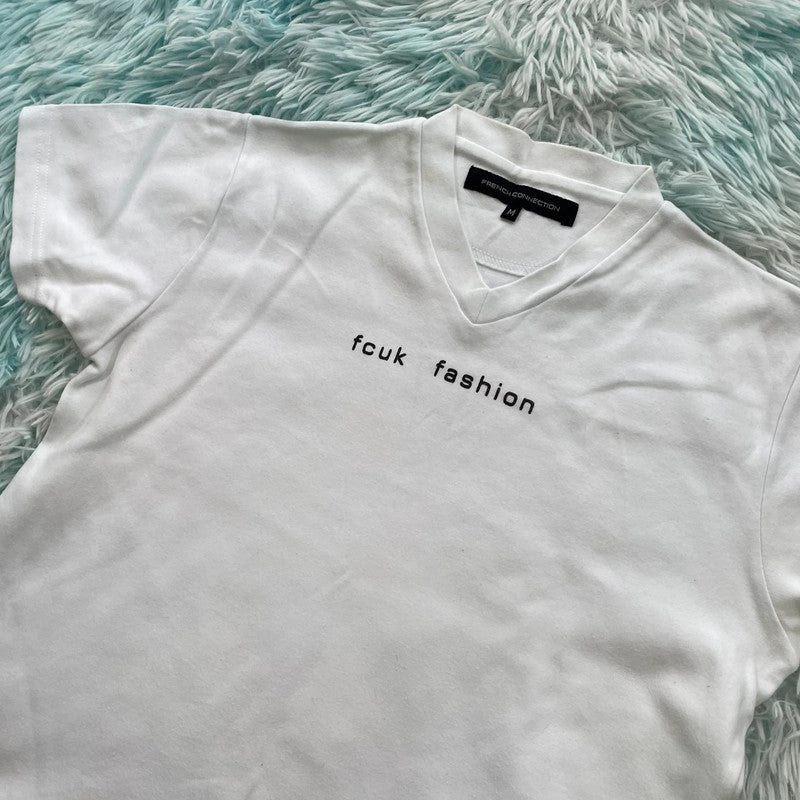 Vintage Y2K Baby Blue FCUK Fashion T Shirt - Medium