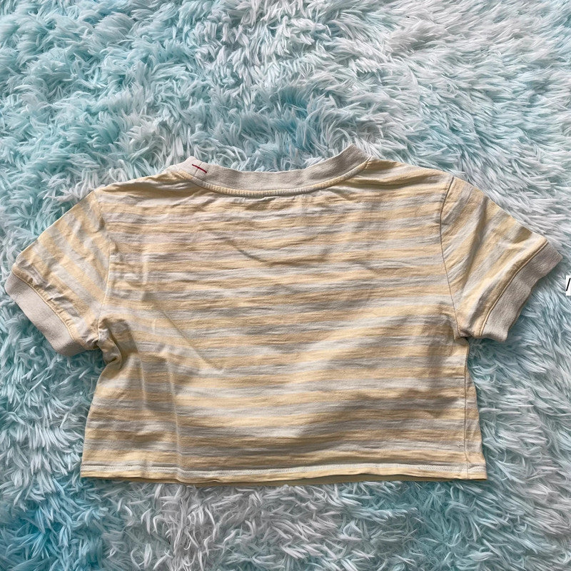 Yellow & Blue Striped Guess A$AP Rocky Cropped T Shirt - XS