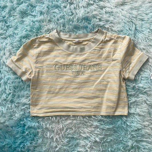 Yellow & Blue Striped Guess A$AP Rocky Cropped T Shirt - XS