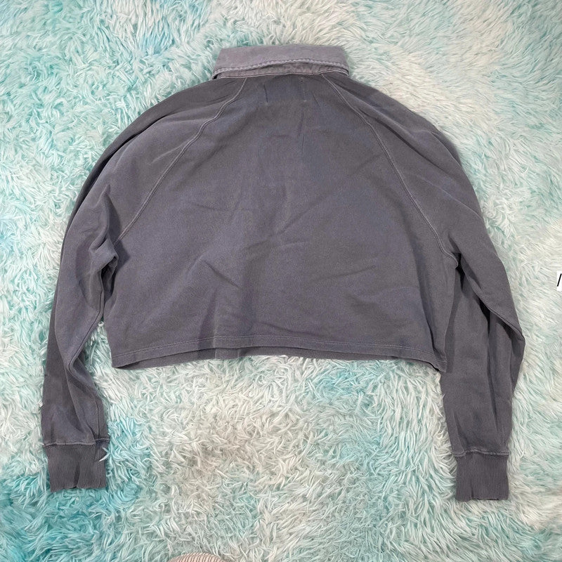 Grey Calvin Klein Cropped Sweatshirt - Large