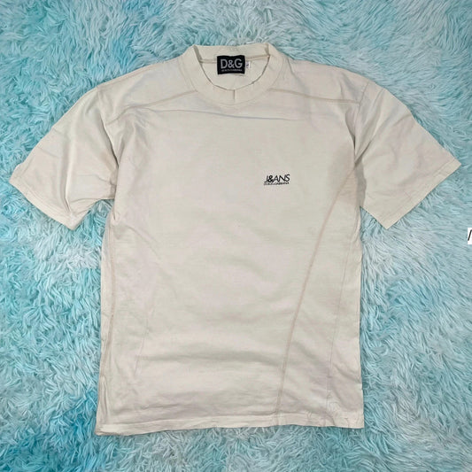 Vintage 90s Cream Dolce & Gabbana T Shirt - Large