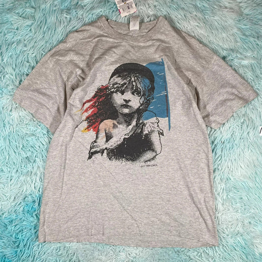 Vintage 90s Grey Les Miserablez Graphic T Shirt - Large