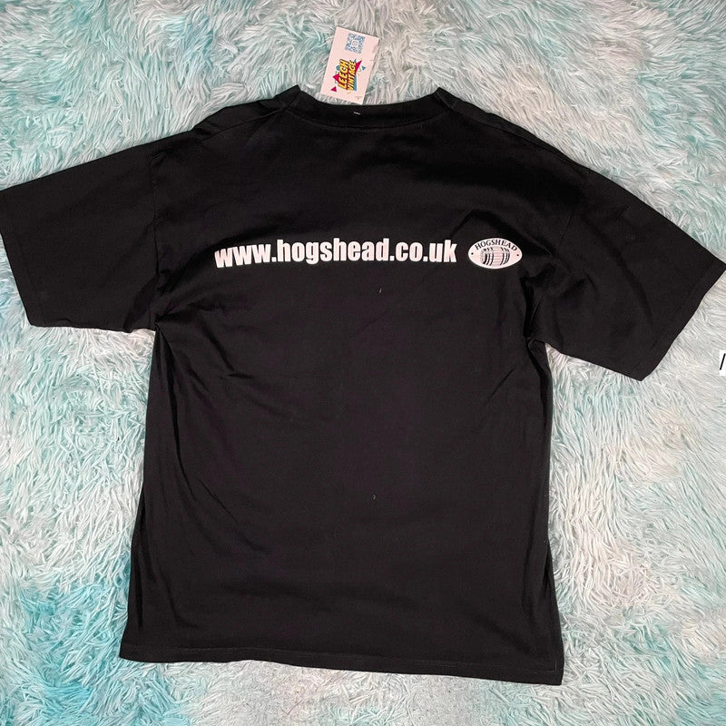 Vintage Black Hogs Head Beer Graphic T Shirt - Large