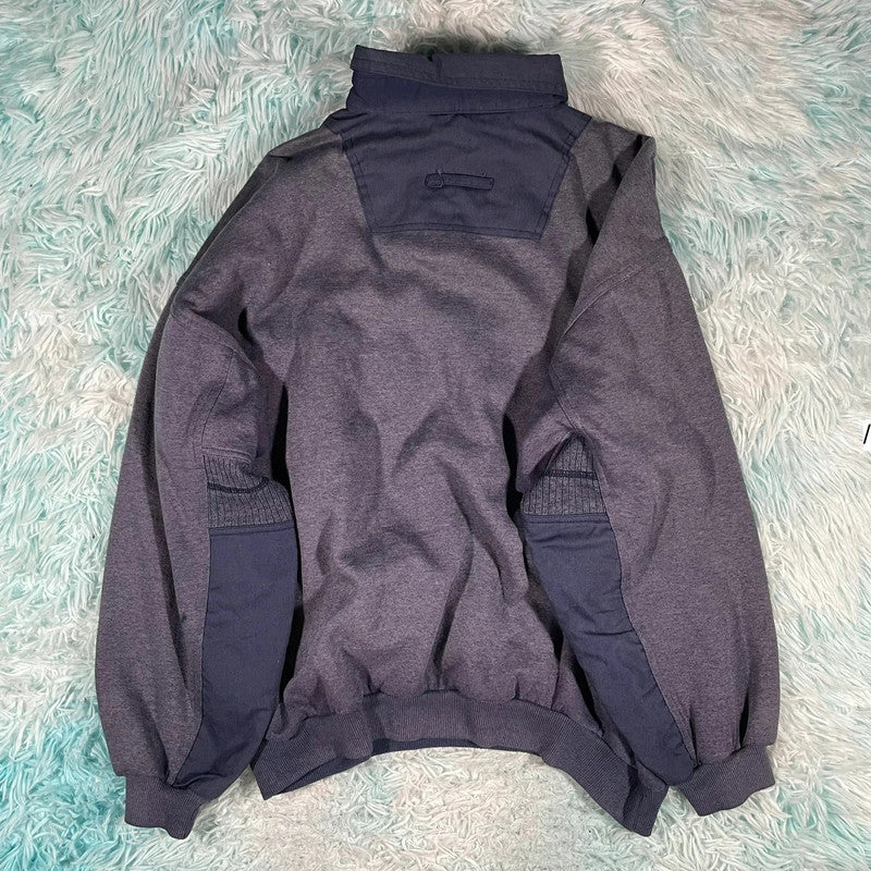 Vintage 90s Navy Collared Sweatshirt - Large