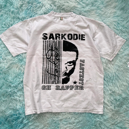 Vintage 90s White Sarkodie Rap T Shirt - Medium