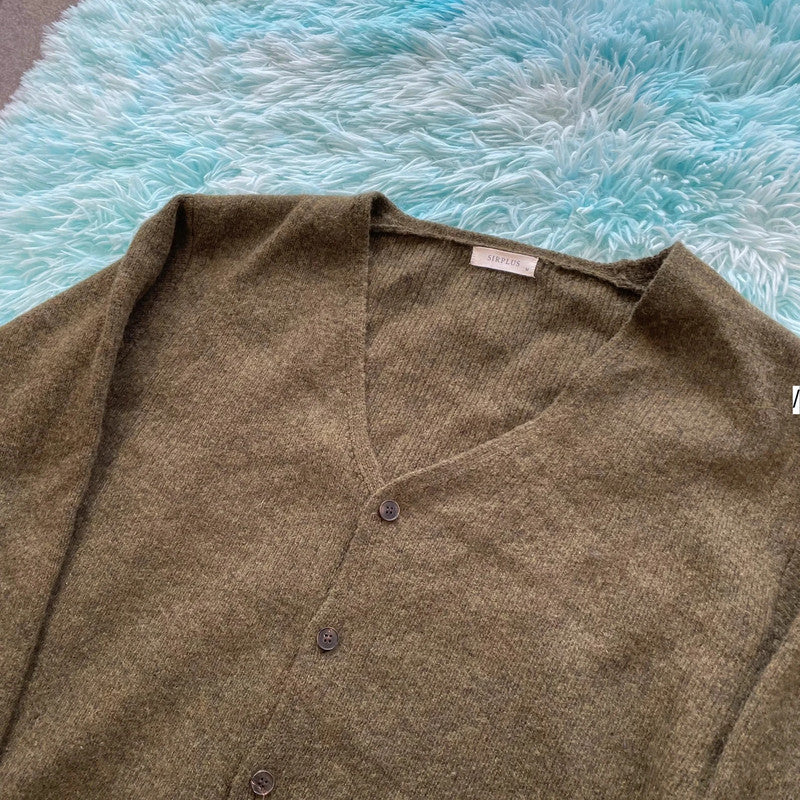 Khaki Sirplus Cashmere Cardigan Jumper - Medium