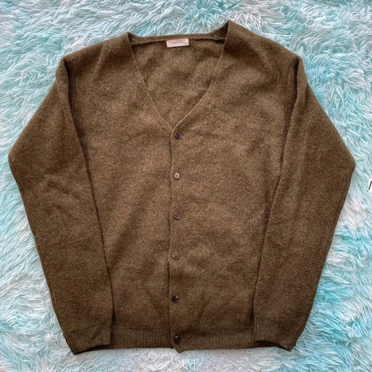 Khaki Sirplus Cashmere Cardigan Jumper - Medium