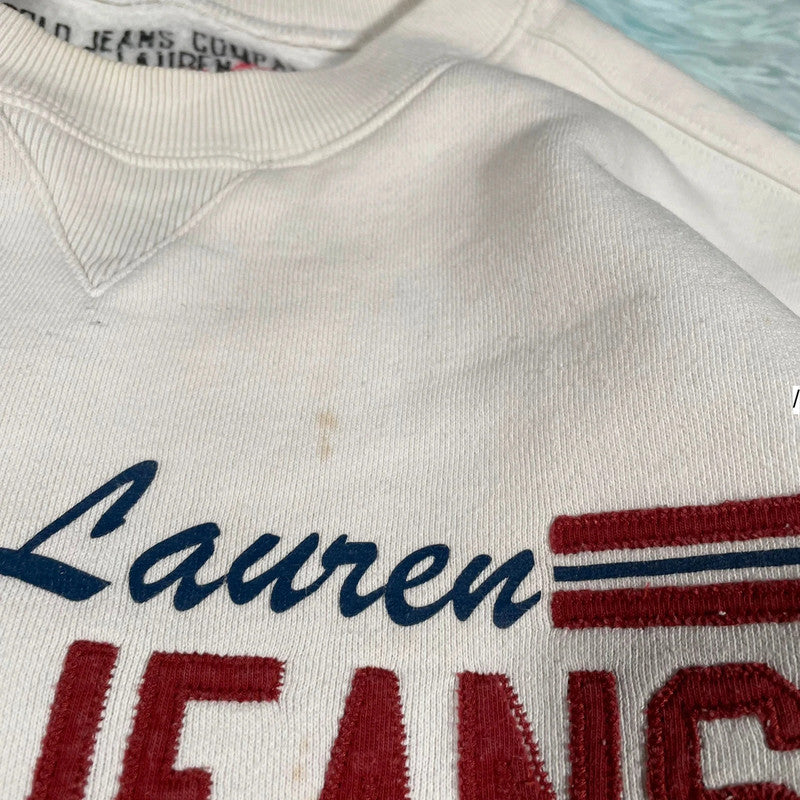 White Ralph Lauren Polo Jeans Sweatshirt Spellout - Large