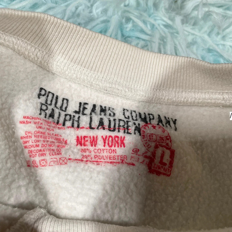 White Ralph Lauren Polo Jeans Sweatshirt Spellout - Large
