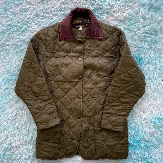 Vintage 80s Khaki Barbour Quilted Jacket - Large