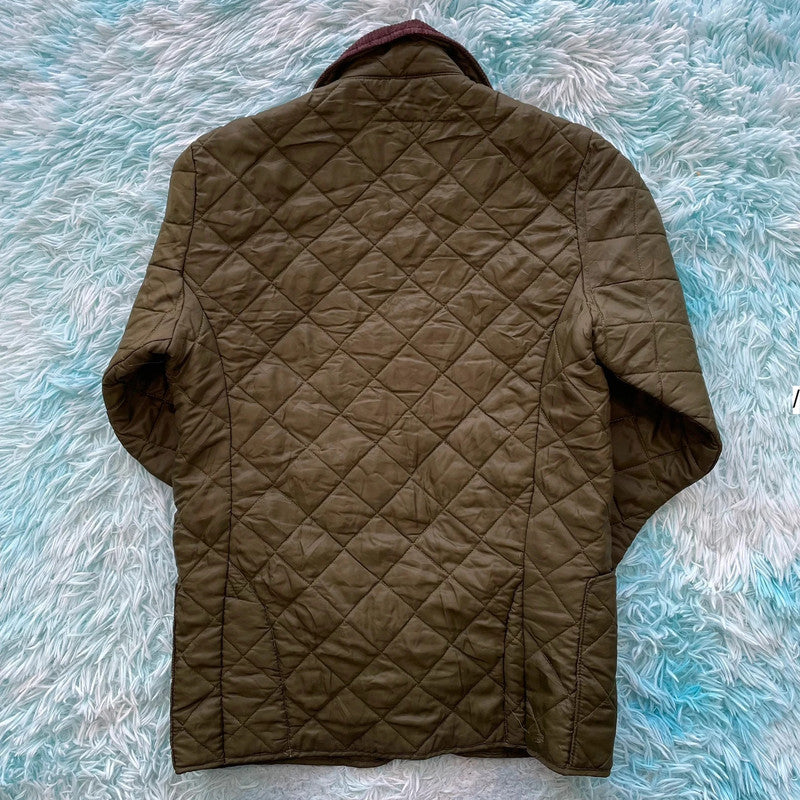 Vintage 80s Khaki Barbour Quilted Jacket - Large