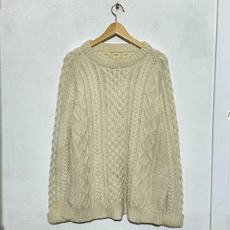 Vintage Cream Arran Knit Jumper Cable - Large