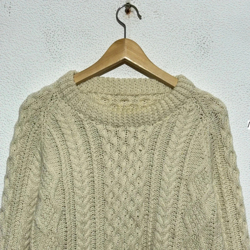 Vintage Cream Arran Knit Jumper Cable - Large