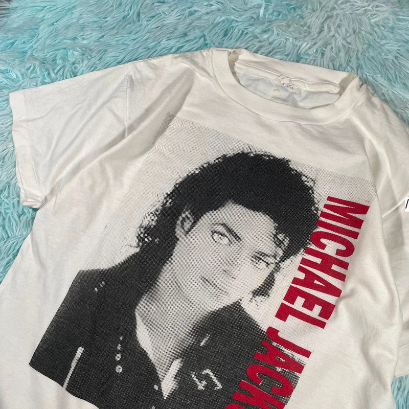 Vintage 90s White Michael Jackson Graphic T Shirt - Large
