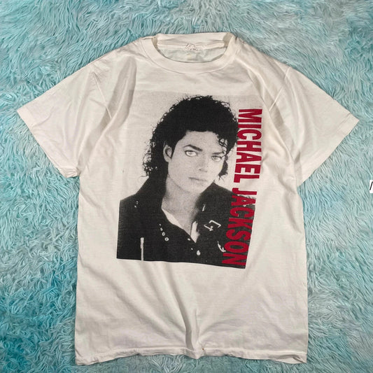 Vintage 90s White Michael Jackson Graphic T Shirt - Large