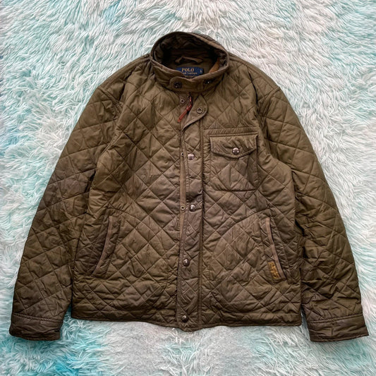 Olive Green Khaki Polo Ralph Lauren Quilted Jacket - Large