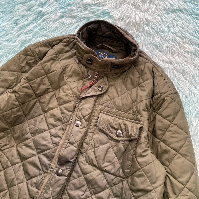 Olive Green Khaki Polo Ralph Lauren Quilted Jacket - Large